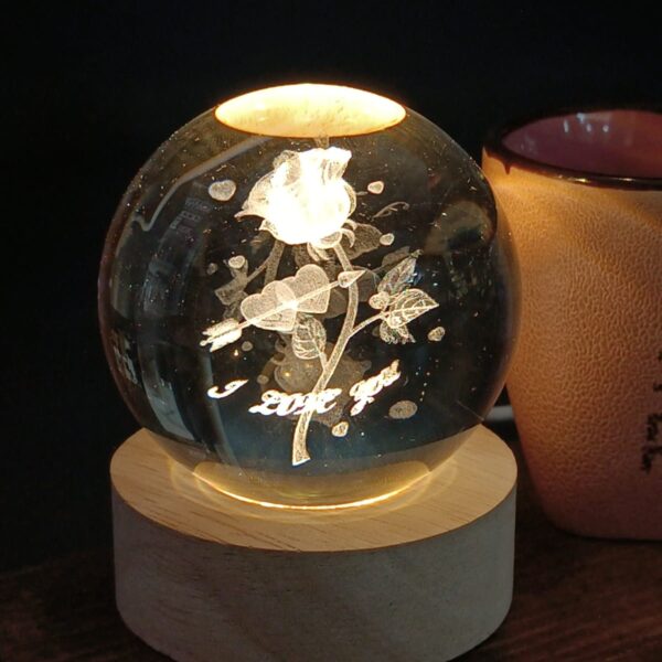 Işıklı  Tasarımlı Cam Küre (SATÜRN, YONCA, I LOVE YOU)