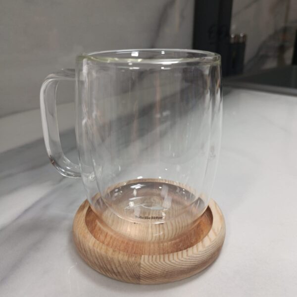 Ankatic Çift Camlı Çift Çidarlı Bardak 350 ml Çift Katlı Isı Yalıtımlı Kulplu Kupa